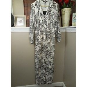 America And Beyond‎ Womens Semi Sheer Grey/white Zebra Print  Jumpsuit Small